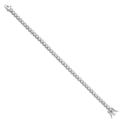 Sterling Silver Rhodium-Plated 3.5 Mm Round CZ 7.5in Tennis Bracelet