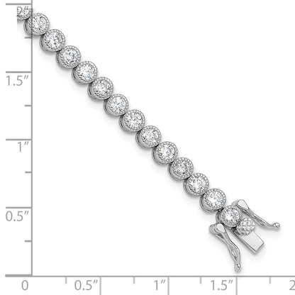 Sterling Silver Rhodium-Plated 3.5 Mm Round CZ 7.5in Tennis Bracelet