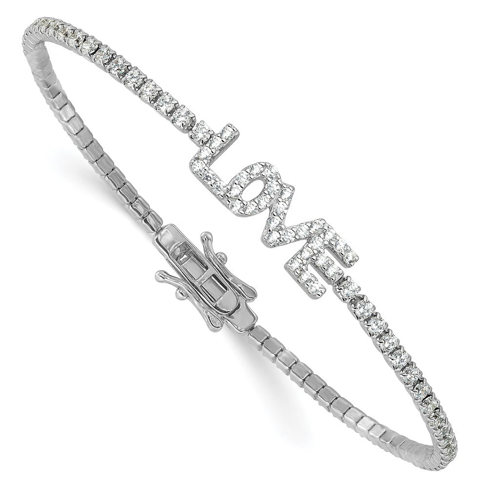 Sterling Silver Rhodium-Plated CZ Love 7.25in Tennis Bracelet