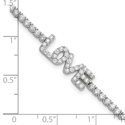 Sterling Silver Rhodium-Plated CZ Love 7.25in Tennis Bracelet