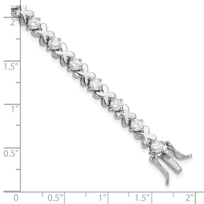 Sterling Silver Rhodium-Plated Polished Fancy X's CZ Tennis Bracelet
