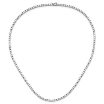 Sterling Silver Rhodium-Plated Polished CZ Tennis Necklace