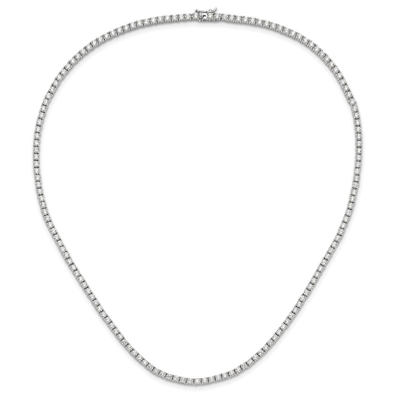 Sterling Silver Rhodium-Plated Polished CZ Tennis Necklace