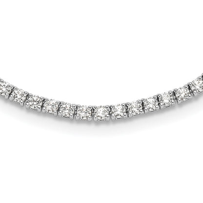 Sterling Silver Rhodium-Plated Polished CZ Tennis Necklace