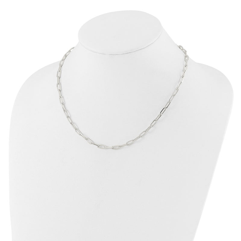 Sterling Silver 4.2mm Paperclip Link W/ 2in Ext Necklace
