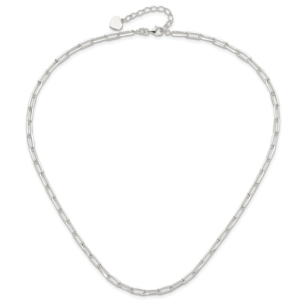 Sterling Silver 4.2mm Paperclip Link W/ 2in Ext Necklace