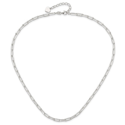 Sterling Silver 4.2mm Paperclip Link W/ 2in Ext Necklace