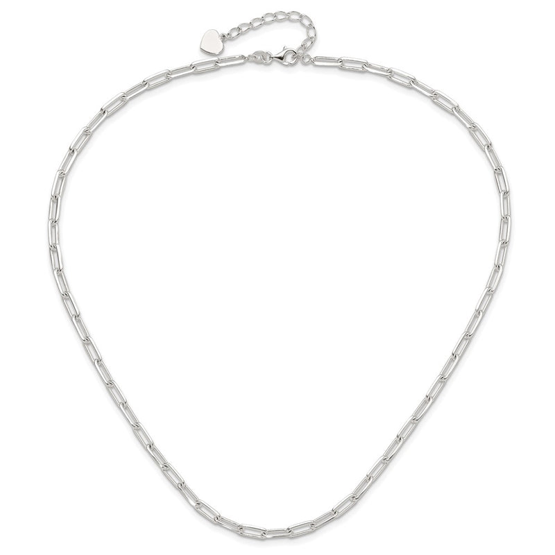 Sterling Silver 4.2mm Paperclip Link W/ 2in Ext Necklace