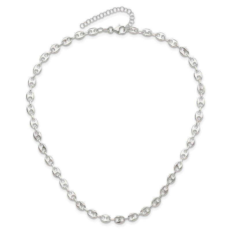 Sterling Silver Rhodium-Plated 16in with 2in Ext. Fancy Link Necklace