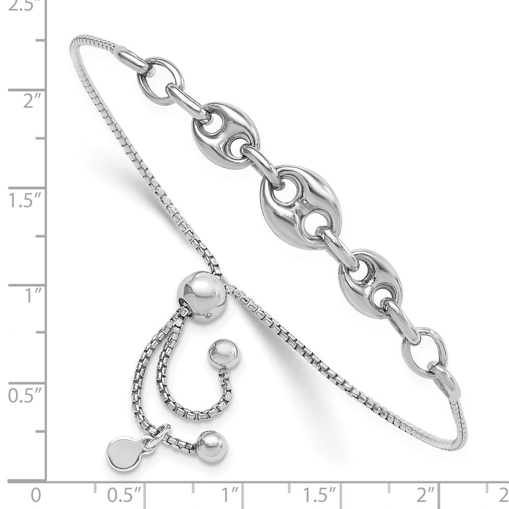 Sterling Silver Rhodium-Plated Fancy Adjustable Bracelet