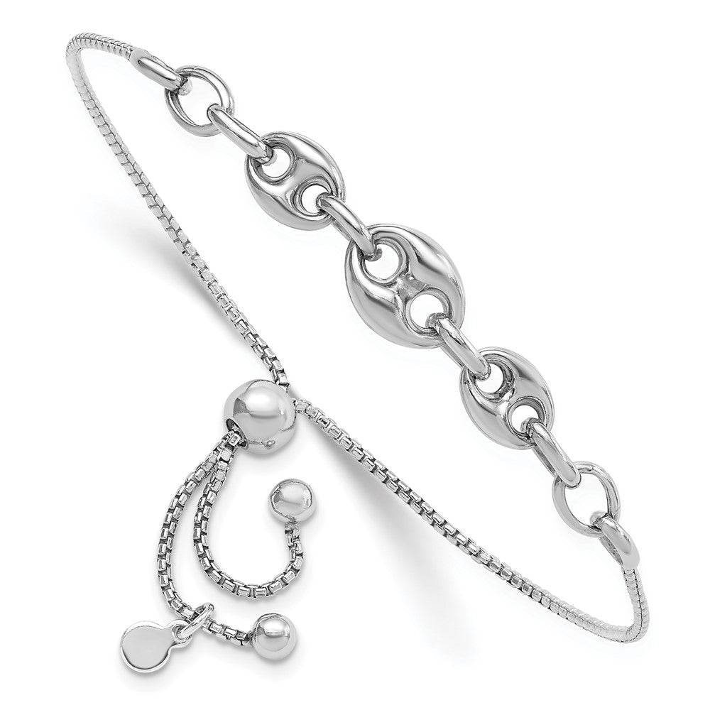 Sterling Silver Rhodium-Plated Fancy Adjustable Bracelet