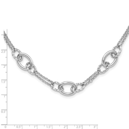 Sterling Silver Rhodium Plated 18in w/1.5in Ext Interlocking Circles Necklace
