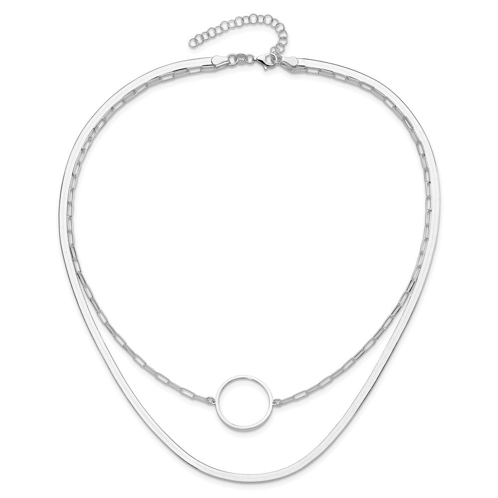 Sterling Silver Rhodium-Plated 2 Strand 16in w/2in Ext Necklace