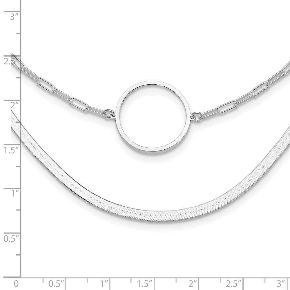 Sterling Silver Rhodium-Plated 2 Strand 16in w/2in Ext Necklace