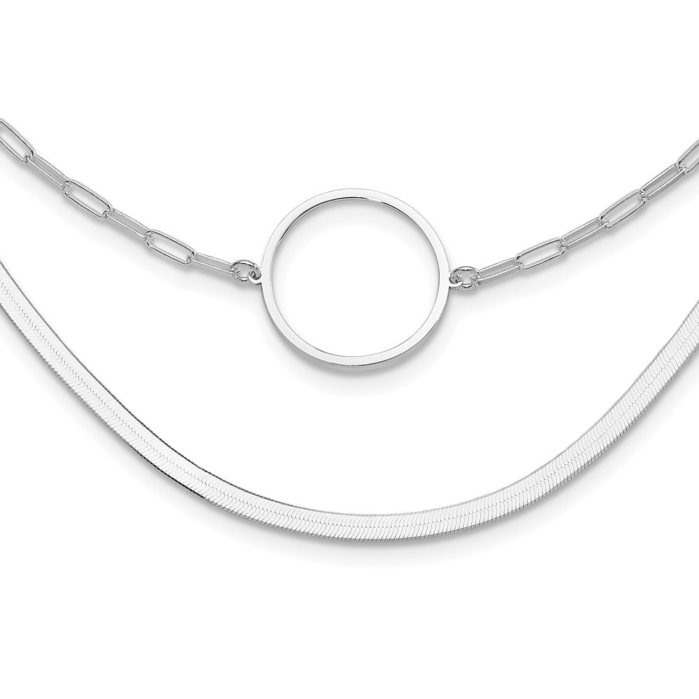 Sterling Silver Rhodium-Plated 2 Strand 16in w/2in Ext Necklace