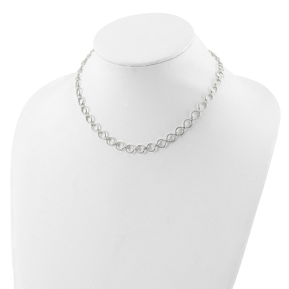 Sterling Silver Polished Circle Link 16 w/2in Ext Necklace