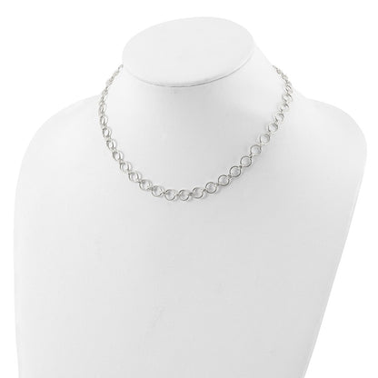 Sterling Silver Polished Circle Link 16 w/2in Ext Necklace