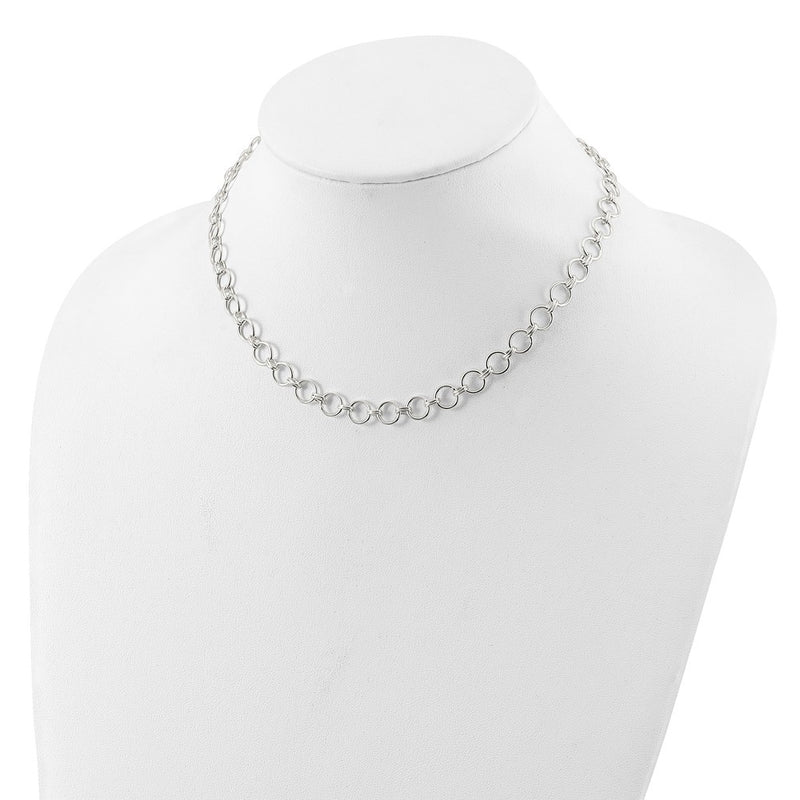 Sterling Silver Polished Circle Link 16 w/2in Ext Necklace