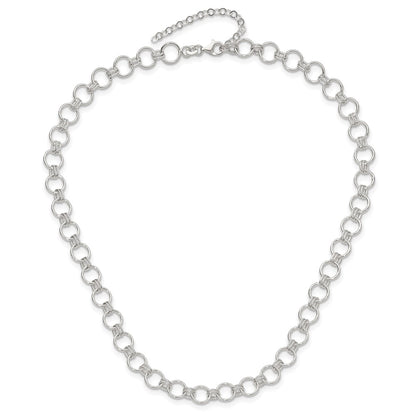 Sterling Silver Polished Circle Link 16 w/2in Ext Necklace