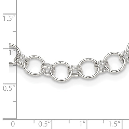 Sterling Silver Polished Circle Link 16 w/2in Ext Necklace