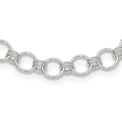 Sterling Silver Polished Circle Link 16 w/2in Ext Necklace