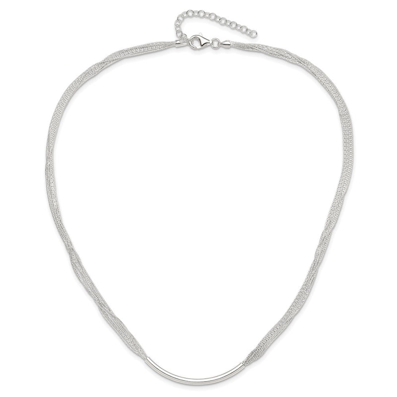 Sterling Silver Polished Multi-Strand 18in w/2in Ext. Tube Necklace