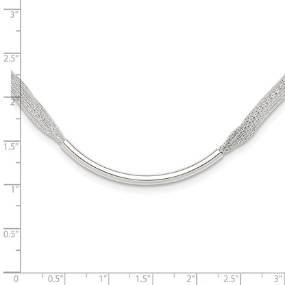 Sterling Silver Polished Multi-Strand 18in w/2in Ext. Tube Necklace