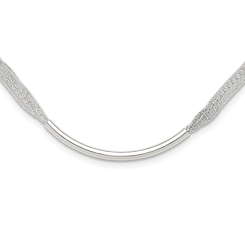 Sterling Silver Polished Multi-Strand 18in w/2in Ext. Tube Necklace
