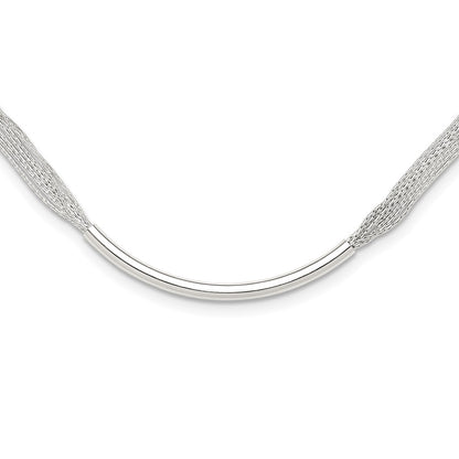 Sterling Silver Polished Multi-Strand 18in w/2in Ext. Tube Necklace