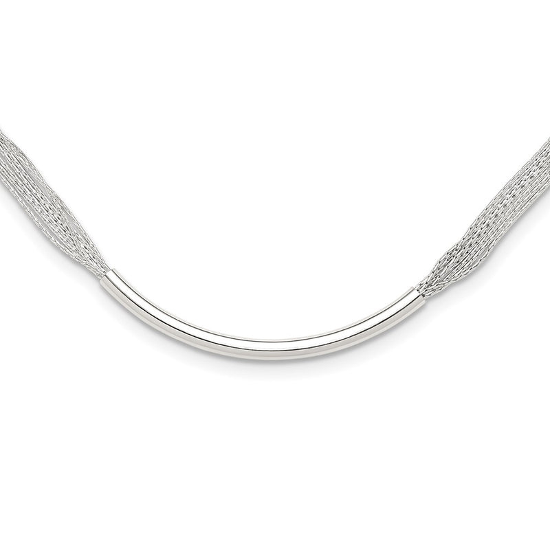 Sterling Silver Polished Multi-Strand 18in w/2in Ext. Tube Necklace