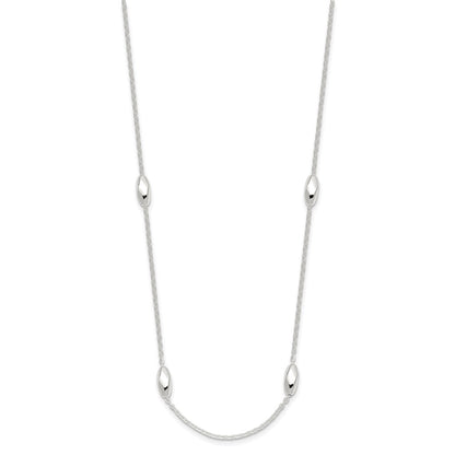 Sterling Silver Polished Fancy Beaded Link 18in Necklace