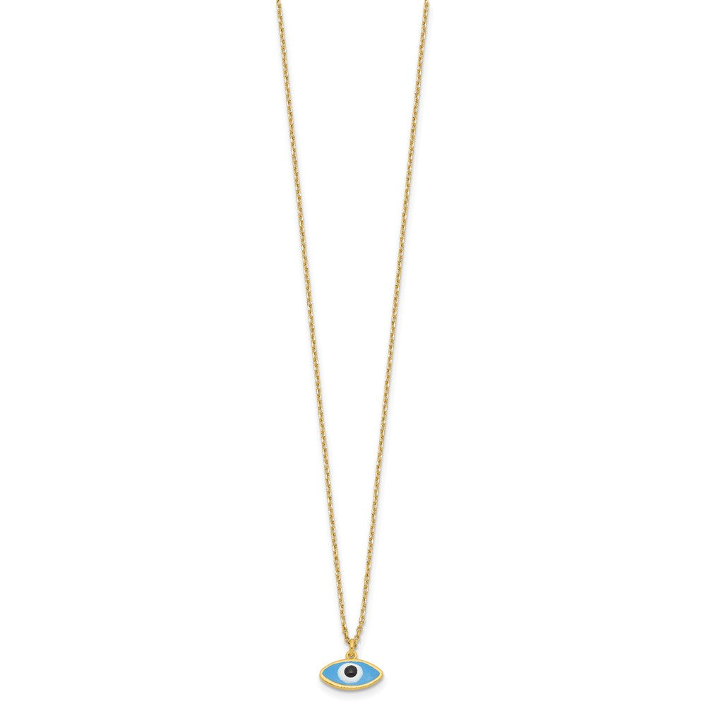 Sterling Silver Gold-Plated Enamel Evil Eye w/1in Ext. Necklace
