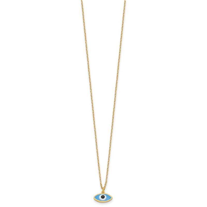 Sterling Silver Gold-Plated Enamel Evil Eye w/1in Ext. Necklace