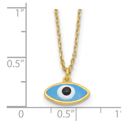 Sterling Silver Gold-Plated Enamel Evil Eye w/1in Ext. Necklace