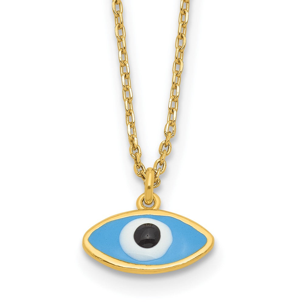 Sterling Silver Gold-Plated Enamel Evil Eye w/1in Ext. Necklace