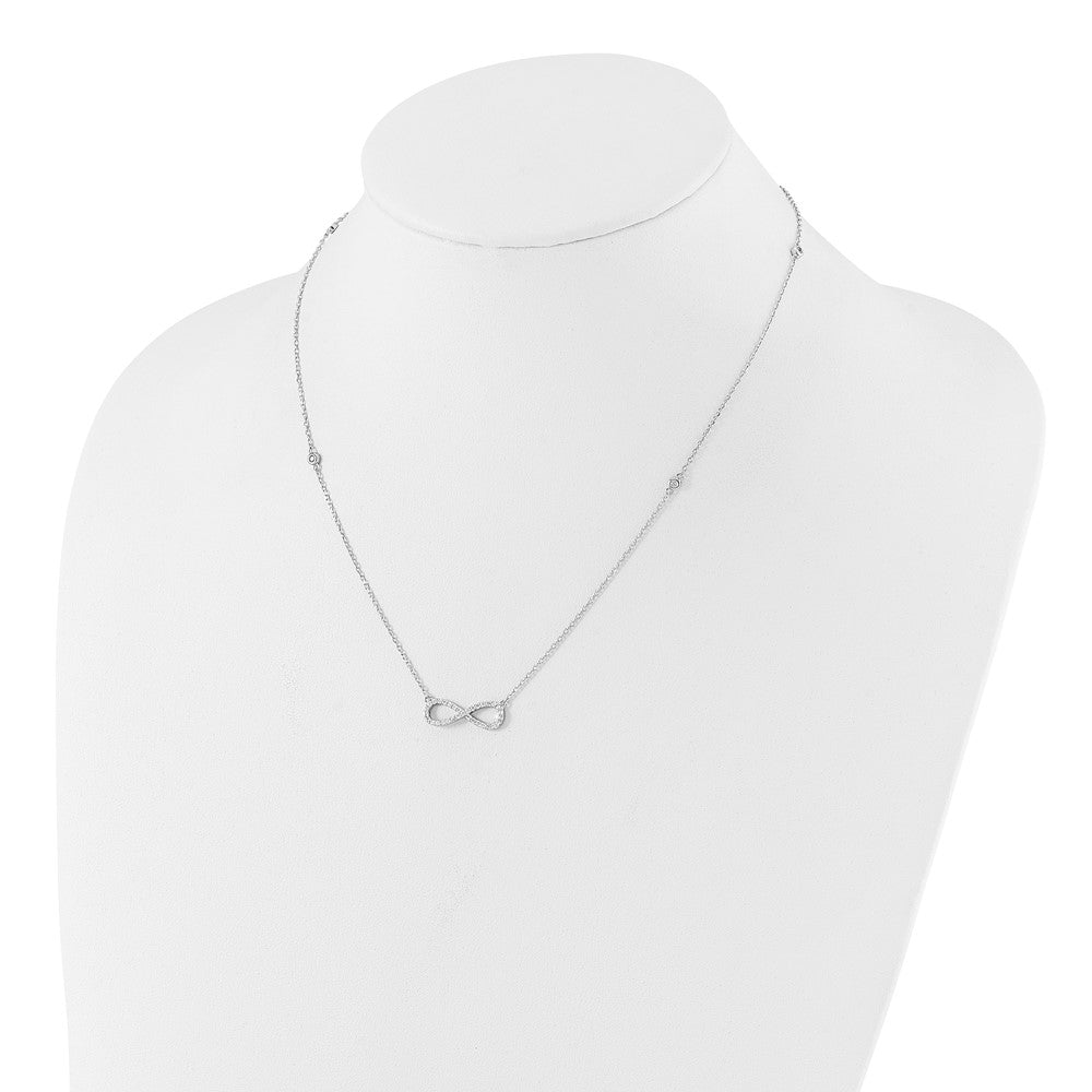 Sterling Silver Rh-Plate CZ Infinity Bracelet and Necklace Set