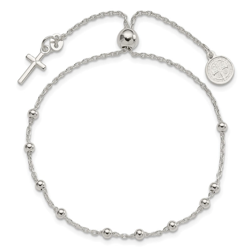 Sterling Silver St. Benedict Adjustable Rosary Bracelet