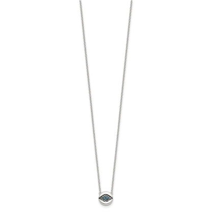 Sterling Silver Multi Color CZ Evil Eye 16in w/2in Ext Necklace