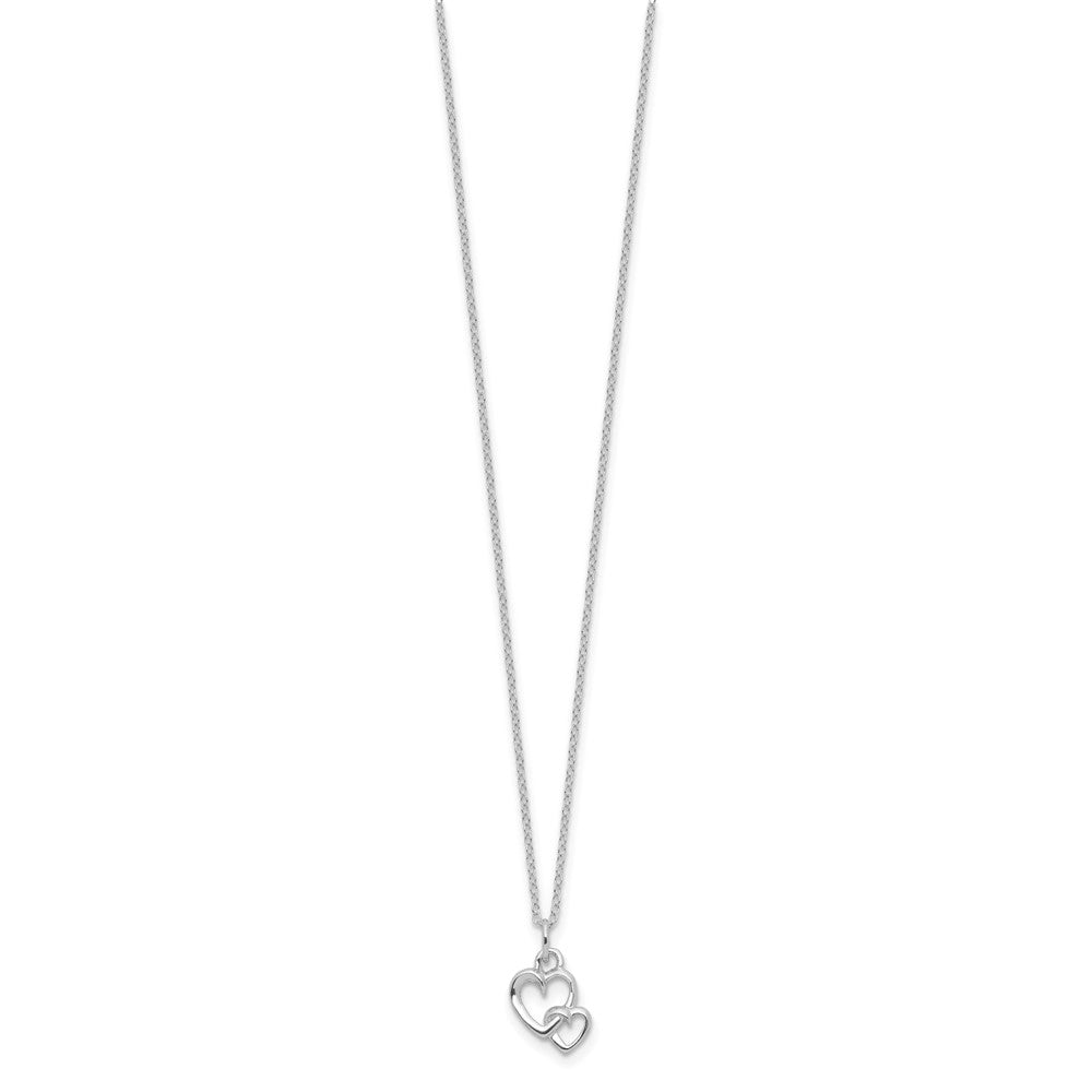 Sterling Silver Rhodium Plated Intertwined Heart 16in w/2in Ext Necklace