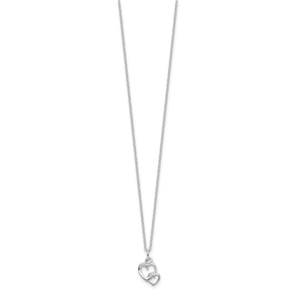 Sterling Silver Rhodium Plated Intertwined Heart 16in w/2in Ext Necklace