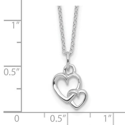 Sterling Silver Rhodium Plated Intertwined Heart 16in w/2in Ext Necklace