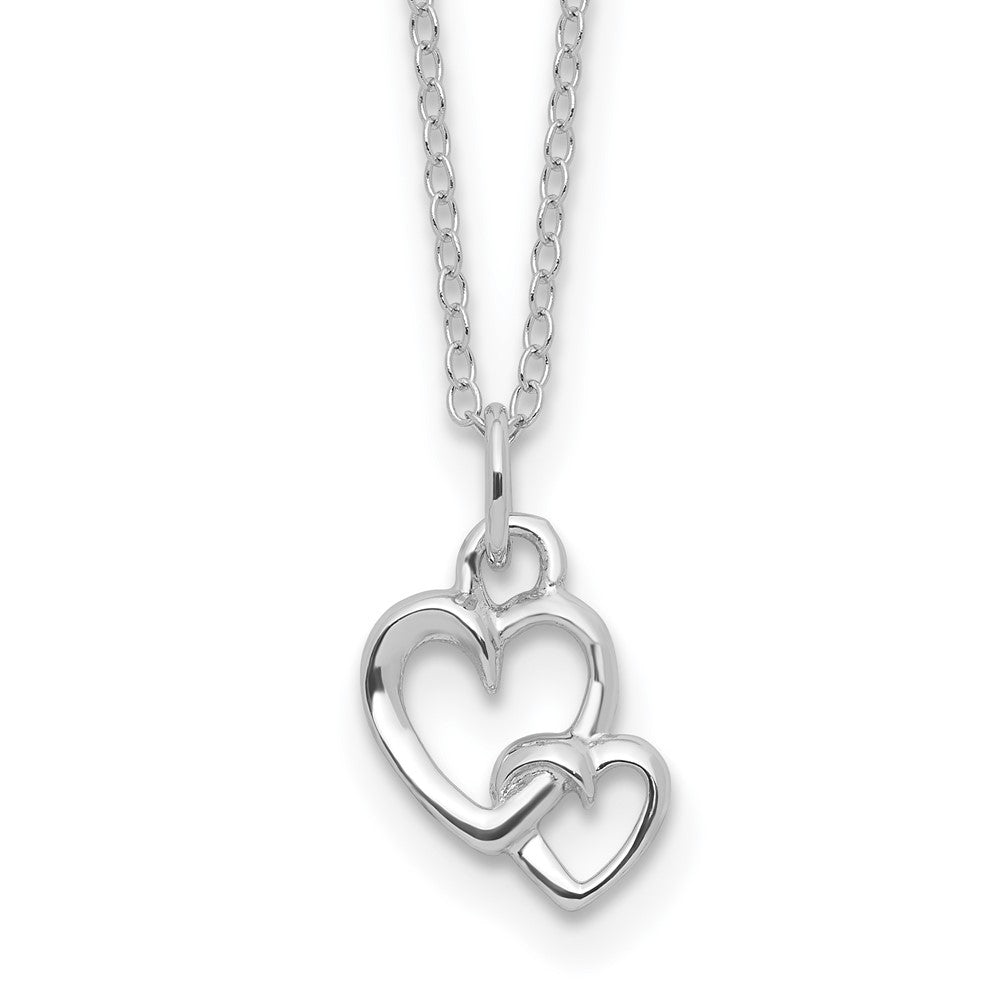 Sterling Silver Rhodium Plated Intertwined Heart 16in w/2in Ext Necklace