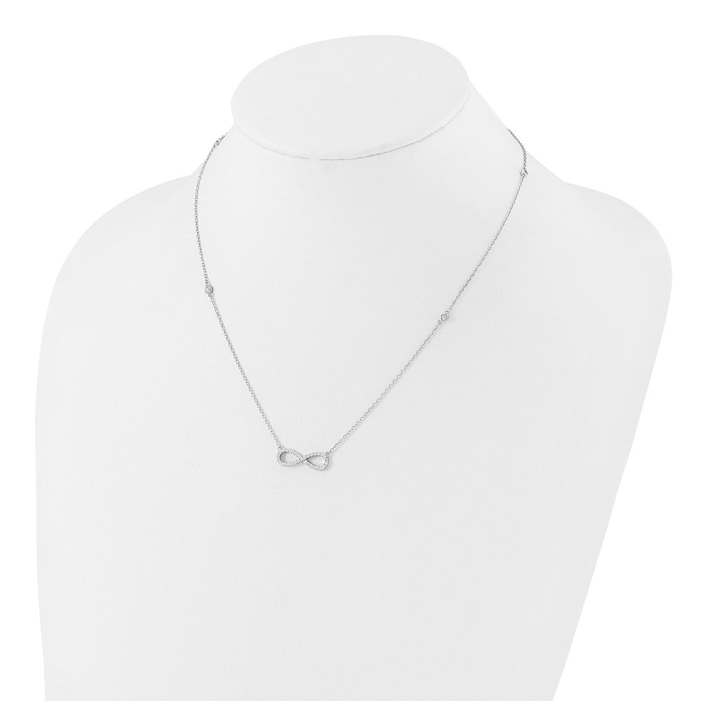 Sterling Silver Rhodium-Plated CZ Infinity Symbol 18in w/2in Ext. Necklace