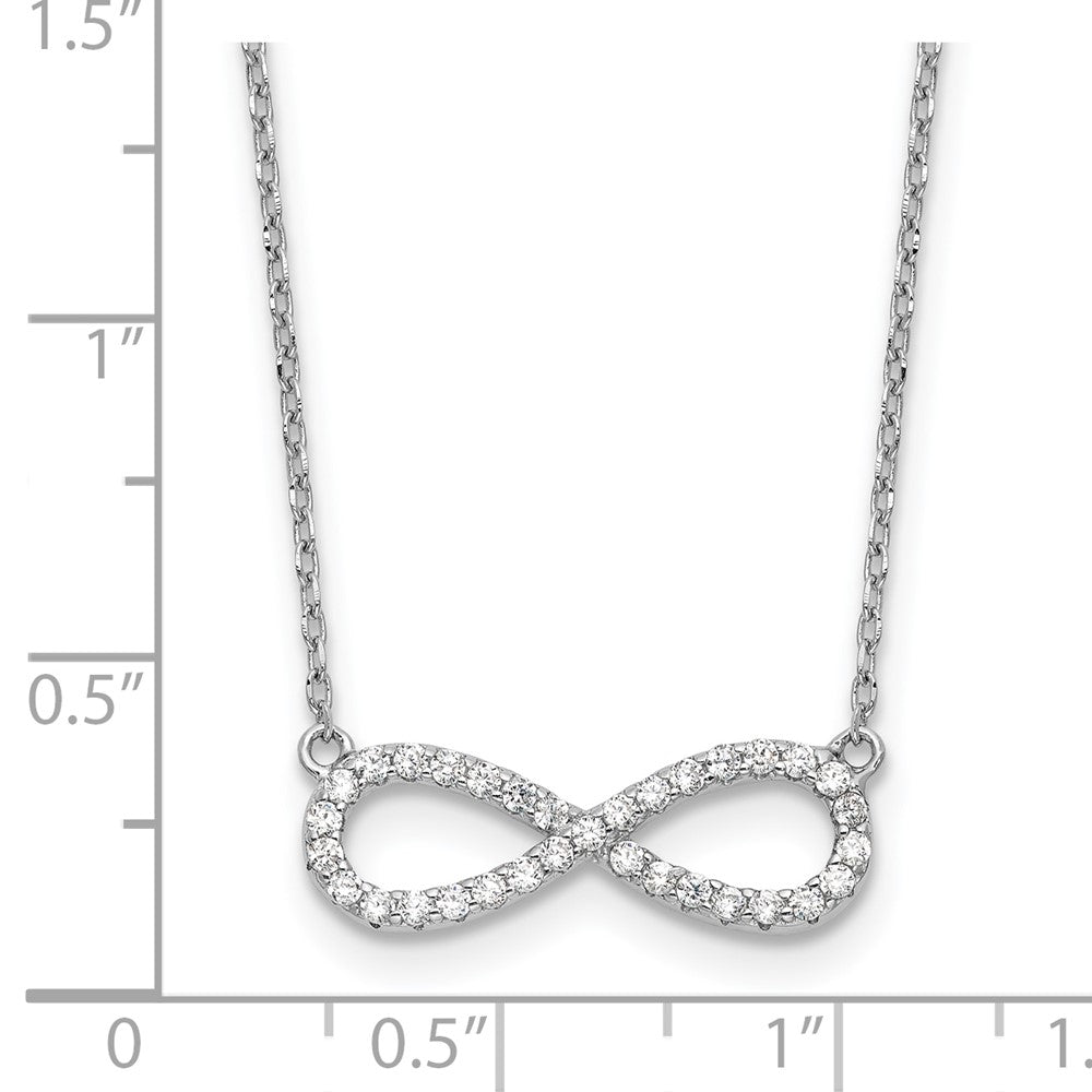 Sterling Silver Rhodium-Plated CZ Infinity Symbol 18in w/2in Ext. Necklace