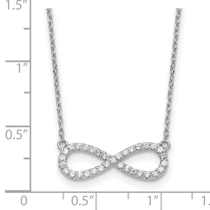 Sterling Silver Rhodium-Plated CZ Infinity Symbol 18in w/2in Ext. Necklace