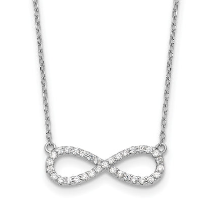 Sterling Silver Rhodium-Plated CZ Infinity Symbol 18in w/2in Ext. Necklace