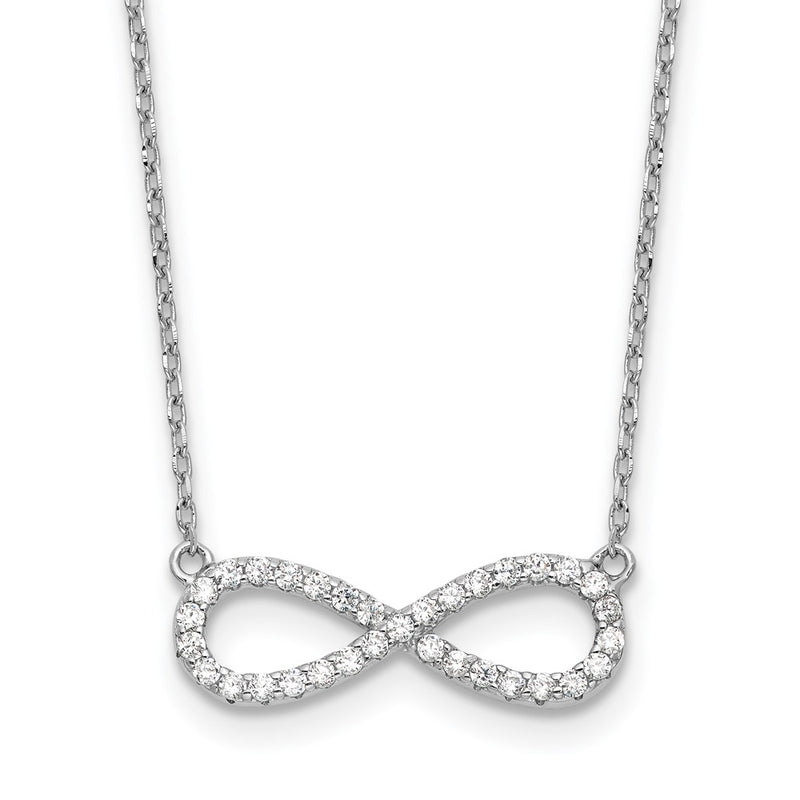 Sterling Silver Rhodium-Plated CZ Infinity Symbol 18in w/2in Ext. Necklace