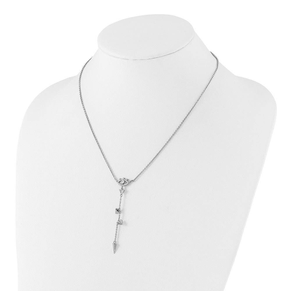 Fire Sterling Silver Rhodium-Plated Evil Eye CZ 18in w/2in Ext Necklac
