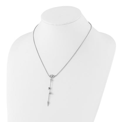 Fire Sterling Silver Rhodium-Plated Evil Eye CZ 18in w/2in Ext Necklac