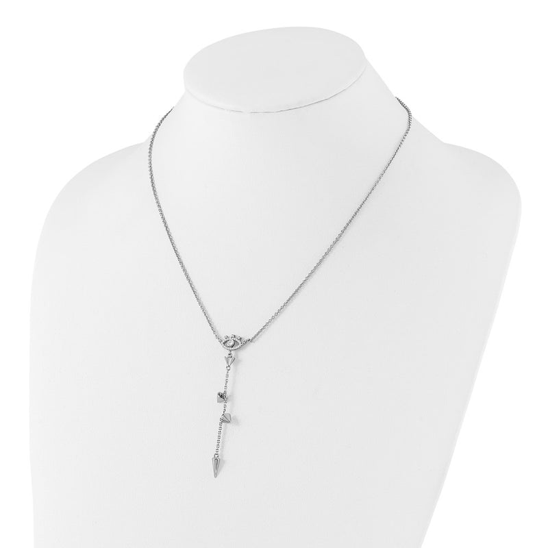 Fire Sterling Silver Rhodium-Plated Evil Eye CZ 18in w/2in Ext Necklac